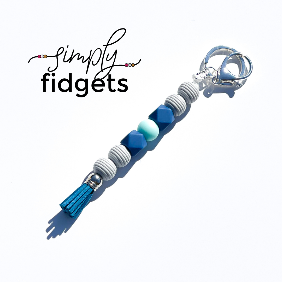 Icy Blue On-The-Go Fringe Sensory Fidget Keychain – Quirky Fidgets
